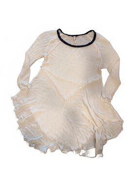 Free People Intimately Ivory Distressed Tunic Mini Dress Top